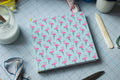 Handgebundenes Notiz-/Malbuch mit Flamingomuster