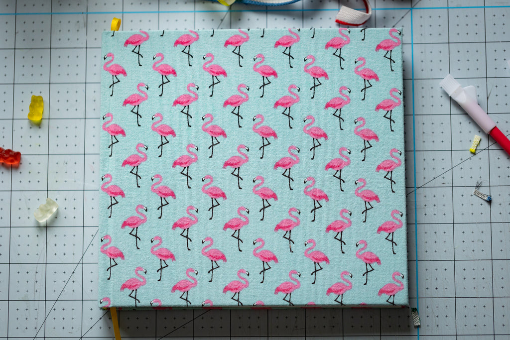 Handgebundenes Notiz-/Malbuch mit Flamingomuster