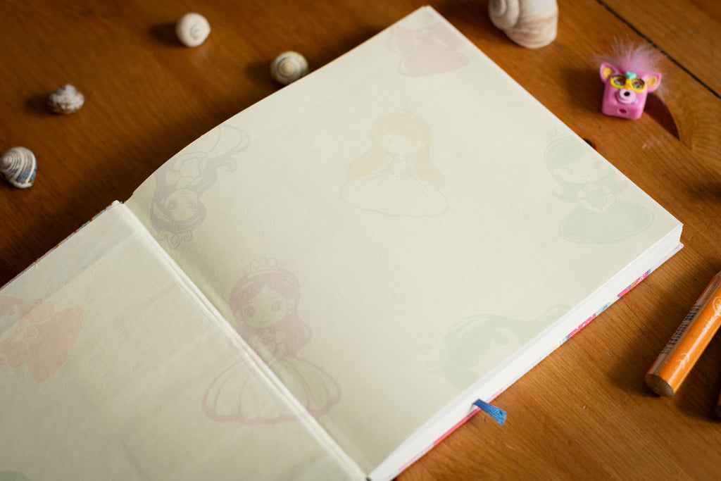 Handgebundenes Notiz-/Malbuch mit Prinzessinenmuster